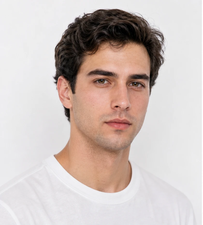 Attractiveness test before photo of a man showing natural facial features