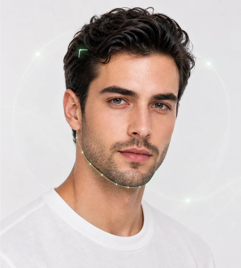 Attractiveness test after photo of a man showing a sharper jawline and clearer skin