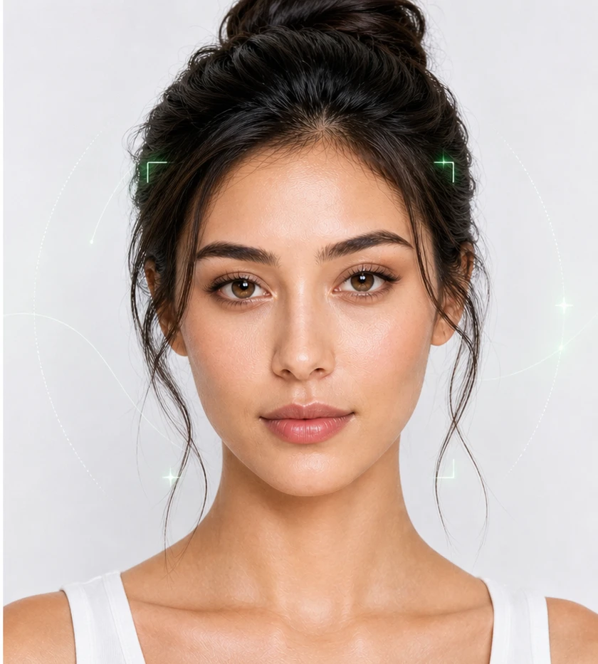 Attractiveness test after photo of a woman showing defined brows and a healthy glow